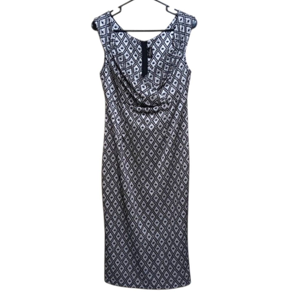 Rock Steady Black Silver Retro Wiggle Dress
